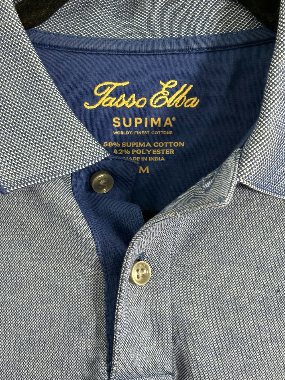 Tasso Elba Blue Supima Cotton Polo Shirt (M)